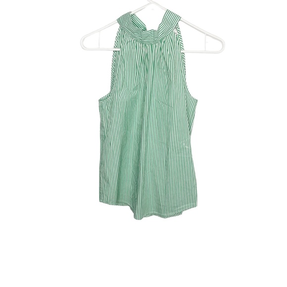J.Crew pin stripe high neck tank green white preppy size 00 c - Picture 4 of 5